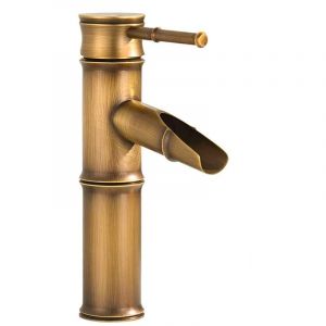 Forehill - Robinet Cascade de Salle de Bain Mitigeur de Lavabo Cuisine Rétro Forme de Bambou Eau Chaude et Froide Réglable Bronze