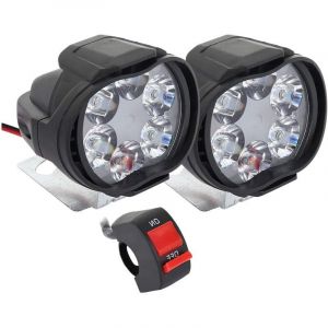 Phare Moto Feux Additionnels LED, 2Pcs Phares Avant Phares Suppl&eacute;mentaires pour Moto 12V Anti Brouillard Projecteur Spot avec Interrupteur pour Truck