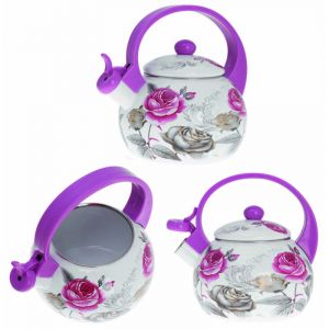 Bouilloire &eacute;maill&eacute;e 2,0 L &eacute;mail pour induction gaz KINGHOFF ROSE KH-1911