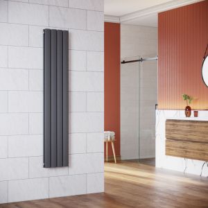 Radiateur eau chaude en acier Conception murale Vertical Radiateur chauffage central 1600x311mm Panneau Double Anthracite (938W) - Sonni