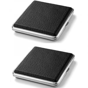 2 X &Eacute;tui &agrave; Cigarettes Noir en m&eacute;tal/Cuir PU de Haute qualit&eacute;, &Eacute;tui &agrave; Cigarettes pour 20 Cigarettes