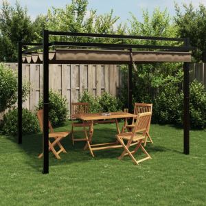 Torana - Tonnelle de avec toit rétractable taupe 3x3 m aluminium