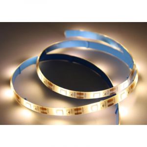 ruban led pile Batterie, ruban led 1m blanc chaud pour sous le meuble de cuisine, &eacute;tag&egrave;res, meuble bas, placard, d&eacute;coration [Classe &eacute;nerg&eacute;tique A]