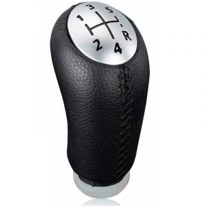 Pommeau de levier de vitesse manuel en cuir noir pour Renault Clio III, Megane 2 et Laguna, avec adaptateur inclus.