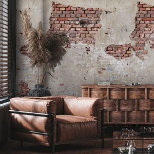 Papier peint photo Profhome 392561 papier peint intiss&eacute; gaufr&eacute; &agrave; chaud lisse &agrave; l'aspect brique mat beige rouge brun blanc cr&egrave;me 1,59 m x 2,8 m