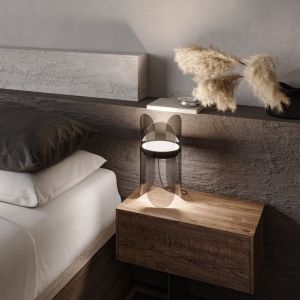 Lampe de chevet moderne en verre fum&eacute; &ndash; forme corolle ely