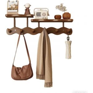 Porte Manteau Mural Avec Etagere,Porte-Manteaux Mural Avec &Eacute;tag&egrave;re Flottante Et 6 Crochets-Adapt&eacute; Pour Le Couloir,La Chambre, Le Dressing,La Salle De
