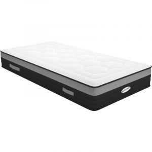 Vente-unique - Matelas 90 x 200 cm hybride ressorts ensachés 7 zones et mémoire de forme ép.25cm - amarante de naturea