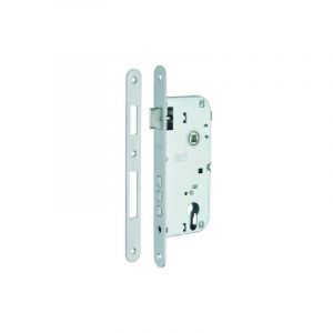 Boitier de serrure encastrable à cylindre pour porte d'entrée, axe 50mm, entraxe 85mm, bouts ronds, chrome - Thirard