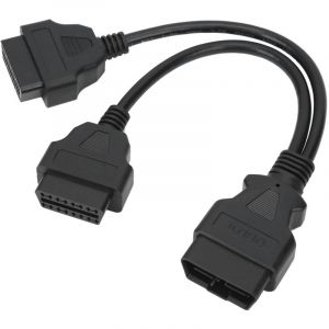 C&acirc;ble OBD2 16 broches, rallonge 1 vers 2, adaptateur de connecteur de diagnostic automobile, longueur d'extension 11,8 pouces (30 cm).