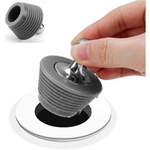 Bouchon Lavabo , Bouchon Evier Salle de Bain avec Poign&eacute;e en M&eacute;tal Bouchon Caoutchouc, Bouchon Evier Cuisine Bouchon Vidanges Universel pour &Eacute;vier,