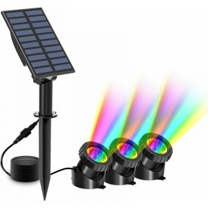 Lampe Solaire Bassin, RGB Lumi&egrave;re de Bassin &agrave; LED, Spots Solaire Sous-Marin avec 2 Modes, &Eacute;clairage de Bassin avec IP68 &Eacute;tanche, RGB Changement