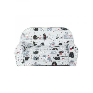 Viking Choice - Canap&eacute;-lit enfant et lit d'appoint en un - 85cm x 60cm - Chats gris