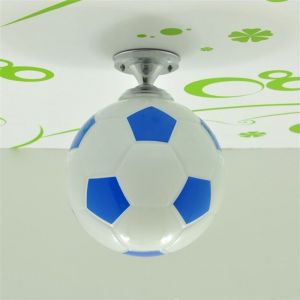 Plafonnier pour chambre d'enfant, verre bleu, motif football, lampe de plafond pour chambre d'enfant, salle de jeux, balcon, couloir, salle &agrave; manger