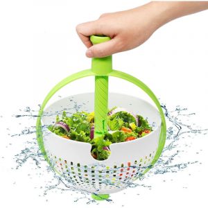 APEX Petite essoreuse &agrave; salade, panier de vidange rotatif rapide et facile, filtre de lavage de l&eacute;gumes de cuisine avec poign&eacute;e pliable