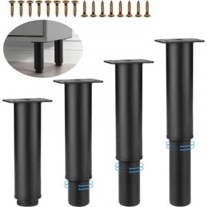 4 Pi&egrave;ces Pied de Meuble Reglable, M&eacute;tal Pied Reglable pour Meuble, Noir Pied Reglable, Pieds Meuble, Pieds de Meuble de Salle de Bain Convient aux