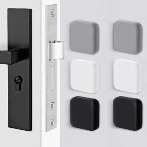 Cyslmuk - Butoir de porte mural grand 6 pi&egrave;ces tampon de porte autocollant en caoutchouc blanc/noir/gris 45mm&times;45mm tampon de poign&eacute;e de porte tampon