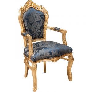 Chaise de cuisine en bois Chaise salle à manger 60x105x60 cm Fauteuil rembourré Chaises avec accoudoirs Chaises de salon Baroque