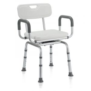 Siège de douche réglable en hauteur tabouret de douche ergonomique pieds antidérapants charge alu blanc max. 136 kg -Siège pivotant - Blanc - Swanew