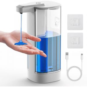 Distributeur automatique de savon liquide, distributeurs de savon pour les mains sans contact de 500 ml, r&eacute;glables sur 4 niveaux avec capteur
