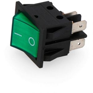 EDM &ndash; Interrupteur bipolaire 15A 250V vert &ndash; Dimensions 31,7x25,4mm &ndash; IP20 pour ext&eacute;rieur &ndash; Certification CE