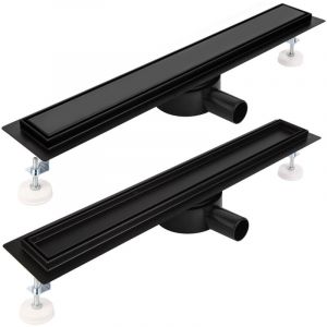 Caniveau de Douche Italienne 80 cm à Carreler Noir 360° Siphon Sol d'évacuation en Acier Inoxydable - diverses Tailles au Choix 30 to 100cm Siphon