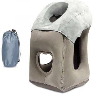 Oreiller de voyage gonflable pour la nuque, oreiller portable, repose-nuque confortable, soutien de la t&ecirc;te et du menton, id&eacute;al pour la voiture,