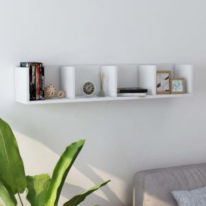 Maison Chic - Meubles de Rangement cd/dvd Meubles Étagère murale Blanc 100x18x18 cm Aggloméré 59732