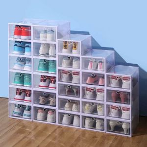 Ikodm - Boîtes à Chaussures lot de 12 Empilable Rangement de Chaussure en Plastique Transparent Organisateurs avec Porte Assemblage Facile 33 x 23 x
