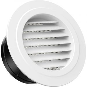 Grille d'aération ronde de 150 mm, en plastique ABS blanc, grille d'extraction d'air, équipée d'une moustiquaire pour climatisation, garage, plafond,