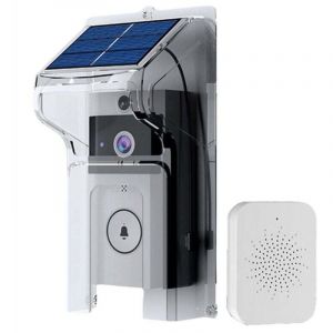 Sonnette Vid&eacute;o WiFi Sans Fil Alimentation Solaire Vision Nuit &Eacute;tanche Interphone Audio Bidirectionnel HD Maison Connect&eacute;e