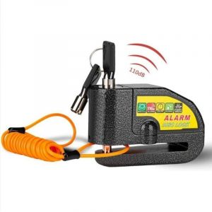 Bloc Disque Alarme Antivol Moto Bloque Disque Scooter Disc Lock avec Alarme de 110db,2Cl&eacute;s,1.5m C&acirc;ble Antivol,1 sac de Bloc Disque Alarme pour