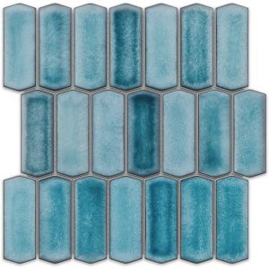 Mosaïque céramique sur filet pour salle de bain ou cuisine 29.7cm x 28.8cm - Caotic bleu