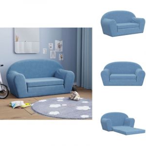 Canap&eacute;-lit pour enfants 2 places bleu peluche douce - Canap&eacute; Lit Enfant - Canap&eacute; B&eacute;b&eacute; - Mobilier Enfant - Meuble Chambre Enfant - Fauteuil Enfant