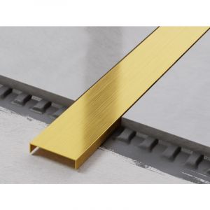 Ilcom - Profilé u de connexion rectifié en acier inoxydable pour carrelage 4cm x 270cm - Or satiné
