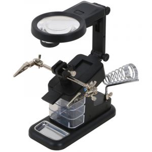 Loupe de Table Support avec LED Loupe sur Pied 3X 4.5X Troisi&egrave;me Main au Soudage Support Auxiliaire avec Clip pour Ing&eacute;ni &Eacute;lectronique Cosm&eacute;tologie