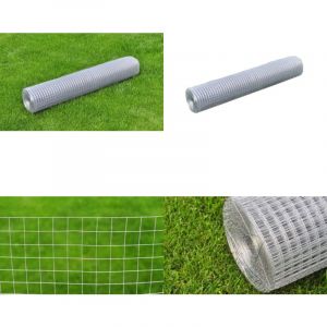 Grillage pour voli&egrave;re acier galvanis&eacute; 10x1 m argent&eacute; - Treillis Metallique - Grillage Agricole - Cl&ocirc;ture Pliable - Poule Cage - Abri Jardin - Home &