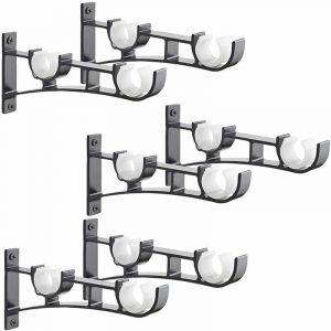 6Pièces Tringle à Rideau en métal Robuste, Support de Tringle à Rideaux,Double Tringle à Rideau Pole Holder, Support Rideau,Support de Tringle à
