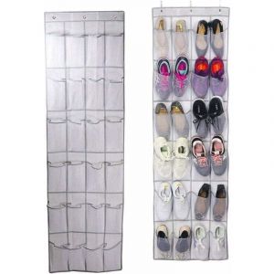 ZVD Rangement de Chaussures À Suspendre, Organisateur Chaussures sur la Porte Gain de Place Range Chaussures pour Porte 24 Poches épargne Cuisine