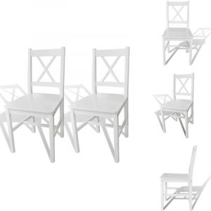 Chaises &agrave; manger lot de 2 blanc bois de pin - Chaise De Salle &Agrave; Manger - Chaises De Cuisine - Chaise Blanche - Meuble De Salle &Agrave; Manger - Mobilier
