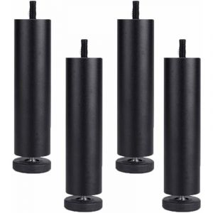 Lot de 4 Pieds R&eacute;glables pour Armoires Pieds de Tables R&eacute;glables Pieds de Meubles Remplacements pour Sofa Lit Chaise Noir - 20cm