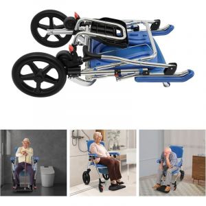 Chaise de toilette pour les personnes &acirc;g&eacute;es, douche pliante WC fauteuil roulant douche avec fauteuil roulant, douche pliante fauteuil roulant WC