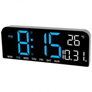 grande horloge murale num&eacute;rique horloge de bureau LED R&eacute;veil num&eacute;rique grand &eacute;cran LED horloge murale de Bleu