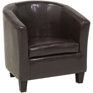 Fauteuil Club Type Cabriolet en Cuir pu Marron de Qualit&eacute; pour Chambre ou Salon au Design Moderne et Vintage Beliani