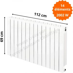 Global Radiatori - Radiateur aluminium horizontal H.69 x 112 cm vip 600 Deville 2002 w
