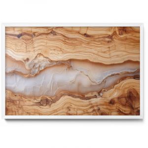 Tableau Magn&eacute;tique en M&eacute;tal Tableau pour Magnet - Motif Structure en bois avec r&eacute;sine - Minimaliste - Cadre Blanc - 60x40 cm - Plaque Magn&eacute;tique