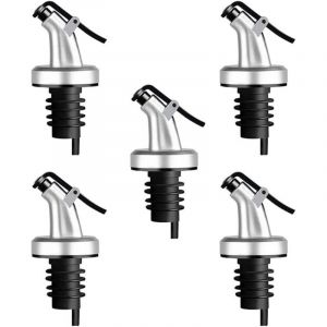 5Pcs Bec Verseur Bouchon Alcool Bouteille Becs Verseur Huile d'olive avec Bouchon en Caoutchouc Distributeur De Bec De Vin Bouchon Doseur Argent