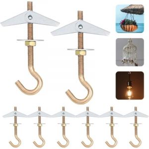 Crochets de plafond M6/85 mm, crochets &agrave; ressort pliables, crochets de fixation au plafond, chevilles &agrave; bascule en acier carbone pour plafond,