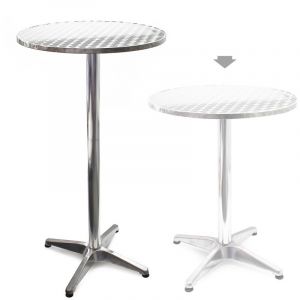 Wiltec - Table haute de bar sur pied – 600 x 600 x 700 mm – Réglage en hauteur 70/110 cm / ø 60 cm / tube ø 58 mm – en Aluminium – Mange debout –