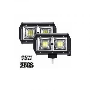 Phare de Travail led, 5''96W Projecteur led Voiture 12V Etanche IP68 Feux Antibrouillard Barre Phare led 20000Lm Voiture Phare pour Moto Voiture